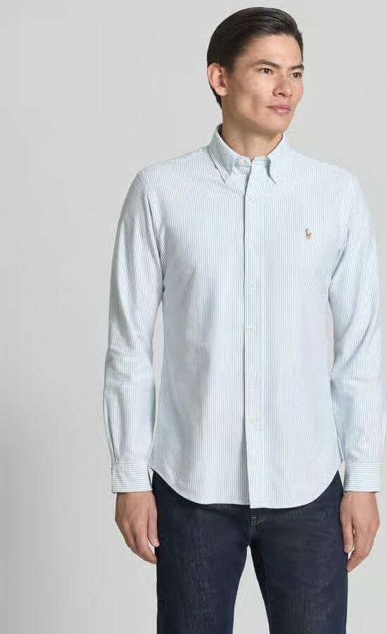 Polo Ralph Lauren Overhemd Lange Mouw CHEMISE AJUSTEE EN OXFORD COL BOUTONNE LOGO PONY PLAYER MULTICO - Foto 12
