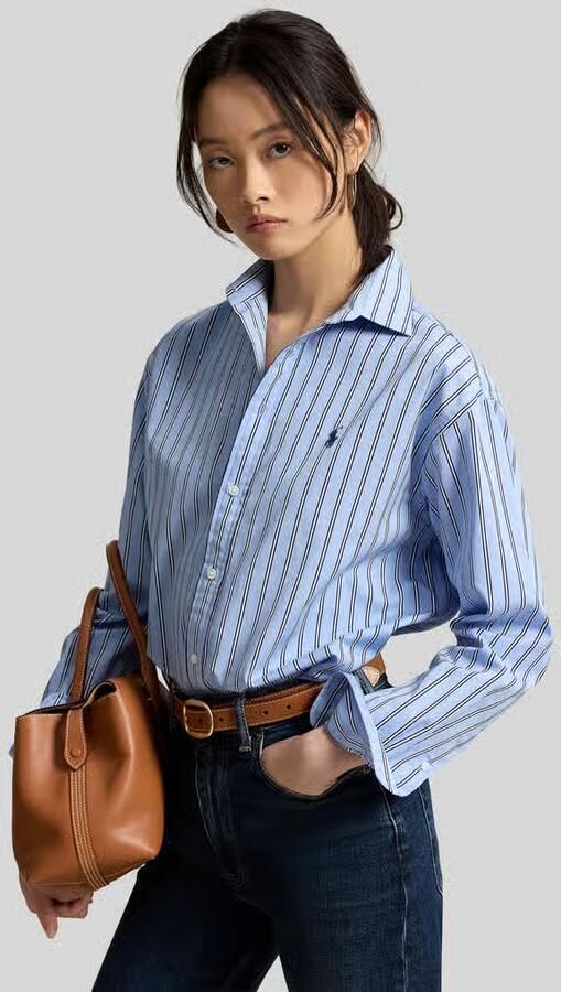 Polo Ralph Lauren relaxed fit overhemdblouse van puur katoen met logostitching - Foto 3