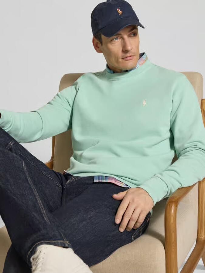 Ralph Lauren Stijlvolle Mint Sweater met Ronde Hals en Logo Green Heren - Foto 2