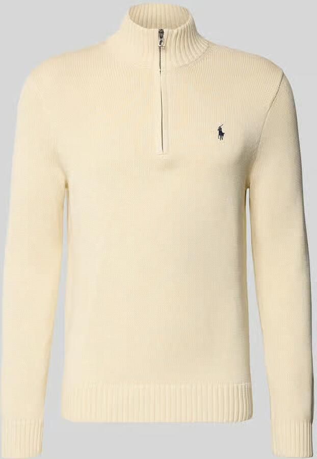 Polo Ralph Lauren Beige Cotton Quarter-Zip Jumper Andover Cream Beige Heren