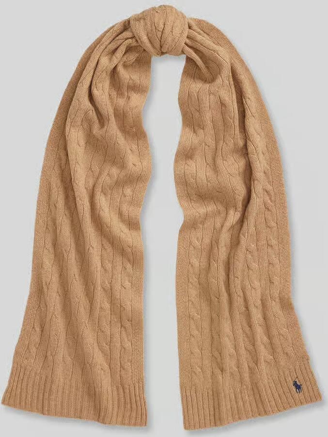 Polo Ralph Lauren sjaal van mix van scheerwol en kasjmier met gestikt logo - Foto 2