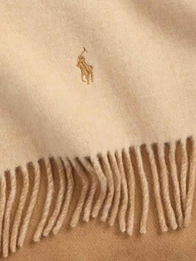 Polo Ralph Lauren Sjaal van wol met logostitching en franjes