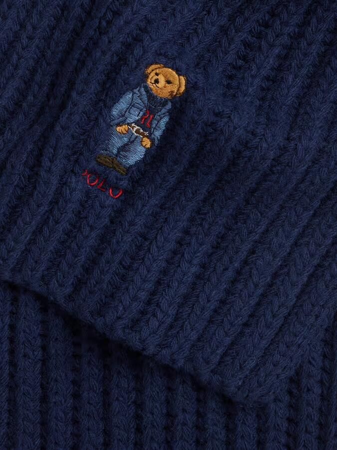 Polo Ralph Lauren Wollen sjaal met label- en motiefstitching model 'BEAR'
