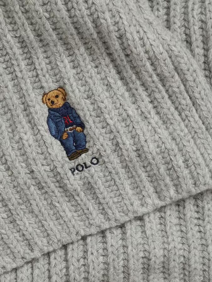 Polo Ralph Lauren Wollen sjaal met label- en motiefstitching model 'BEAR'