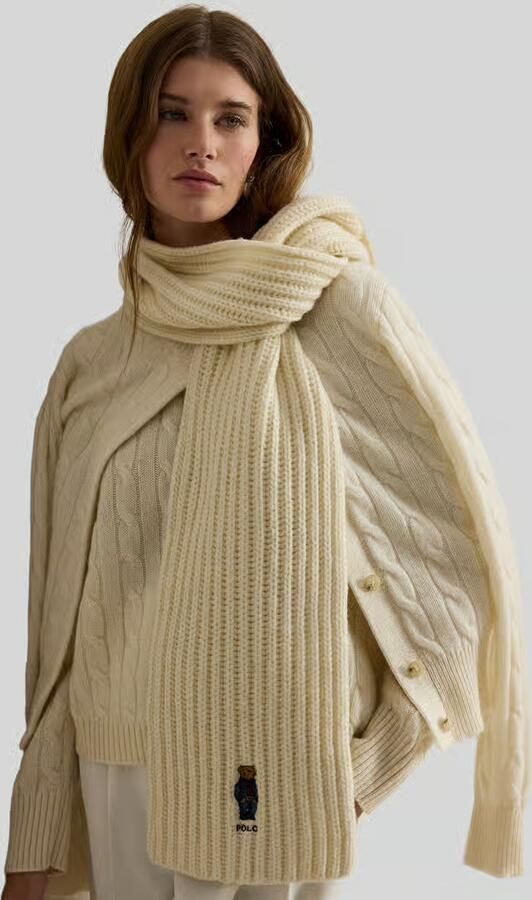 Polo Ralph Lauren Wollen sjaal met label- en motiefstitching model 'BEAR' - Foto 5
