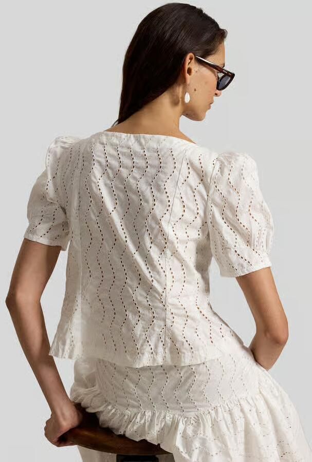 Polo Ralph Lauren slim fit blouse met korte mouwen van puur katoen model 'JULES'