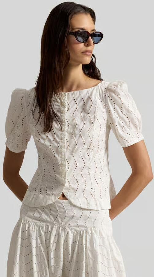 Polo Ralph Lauren slim fit blouse met korte mouwen van puur katoen model 'JULES' - Foto 4
