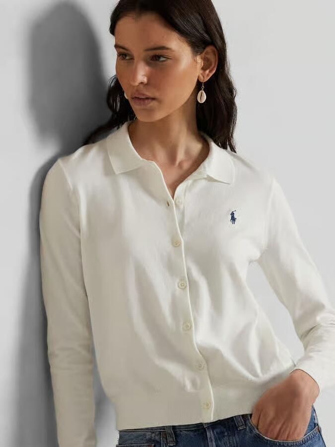 Polo Ralph Lauren Cardigan met platte kraag en logostitching - Foto 2