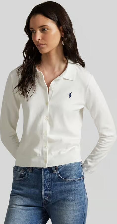 Polo Ralph Lauren Cardigan met platte kraag en logostitching - Foto 4