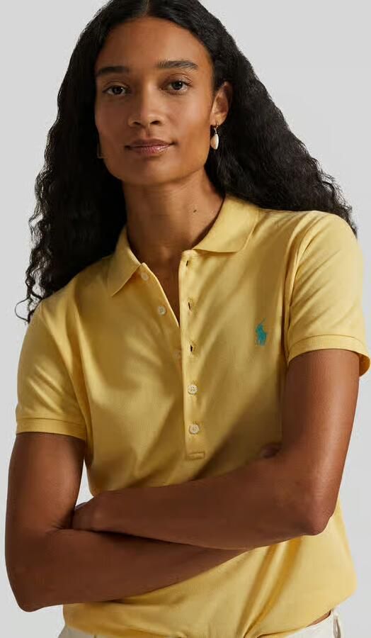 Polo Ralph Lauren Slim Fit Polo Shirt met geborduurd logo Yellow Dames - Foto 4