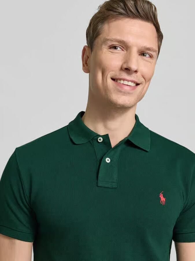 Ralph Lauren Slim Fit Poloshirt met geborduurd logo Green Heren