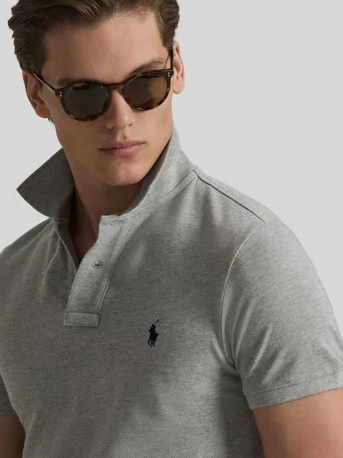 Polo Ralph Lauren Stijlvolle Slim-Fit Piqué Polo Shirt Gray Heren