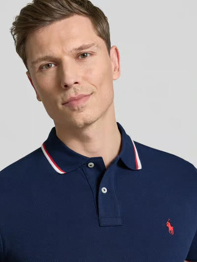 Polo Ralph Lauren Polo Shirt Korte Mouw POLO COUPE DROITE EN COTON BASIC MESH COL RAYE - Foto 3