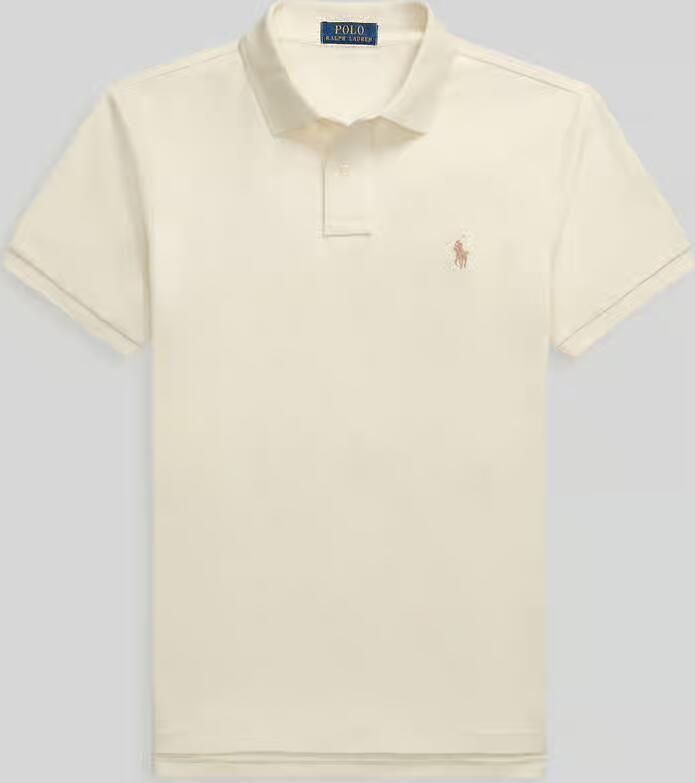 Ralph Lauren Slim Fit Polo Shirt Korte Mouw Ecru Beige Heren - Foto 2