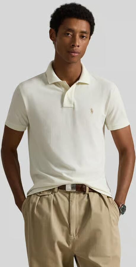 Ralph Lauren Slim Fit Polo Shirt Korte Mouw Ecru Beige Heren - Foto 2