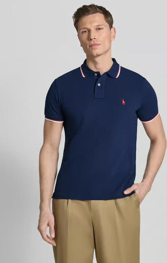 Polo Ralph Lauren Polo Shirt Korte Mouw POLO COUPE DROITE EN COTON BASIC MESH COL RAYE - Foto 5
