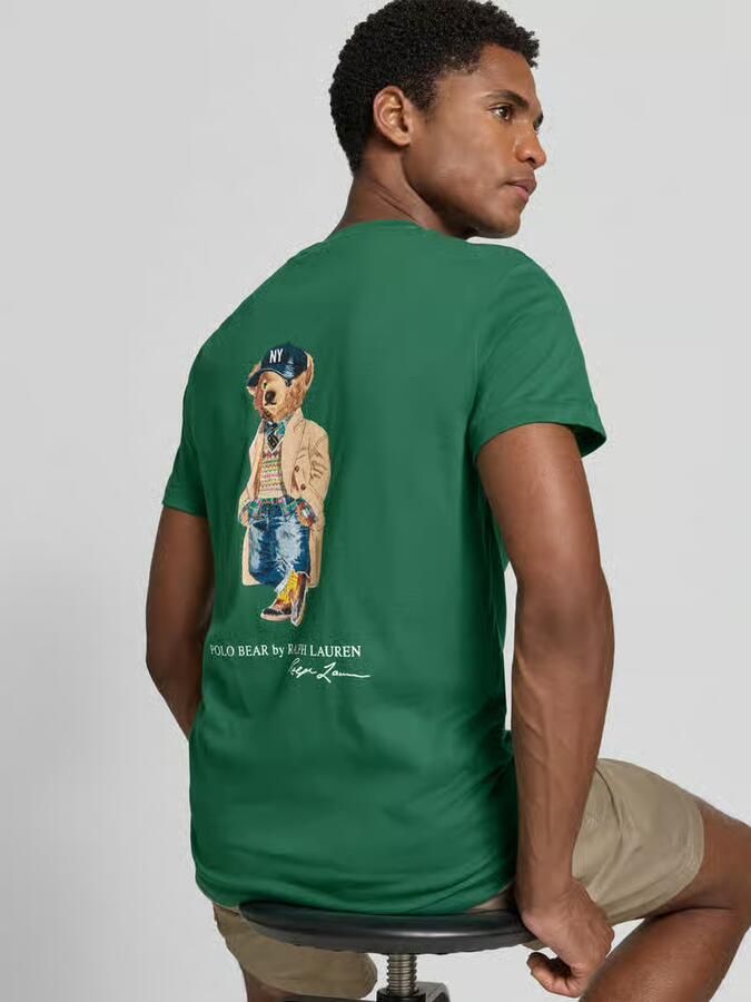 Polo Ralph Lauren Slim fit t-shirt van pure katoen met polo bear motiefprint - Foto 2