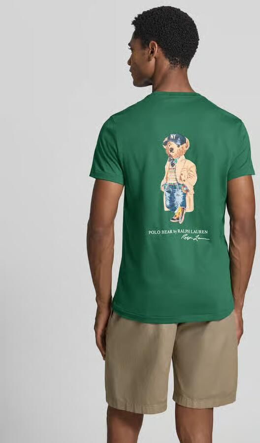 Polo Ralph Lauren Slim fit t-shirt van pure katoen met polo bear motiefprint - Foto 3