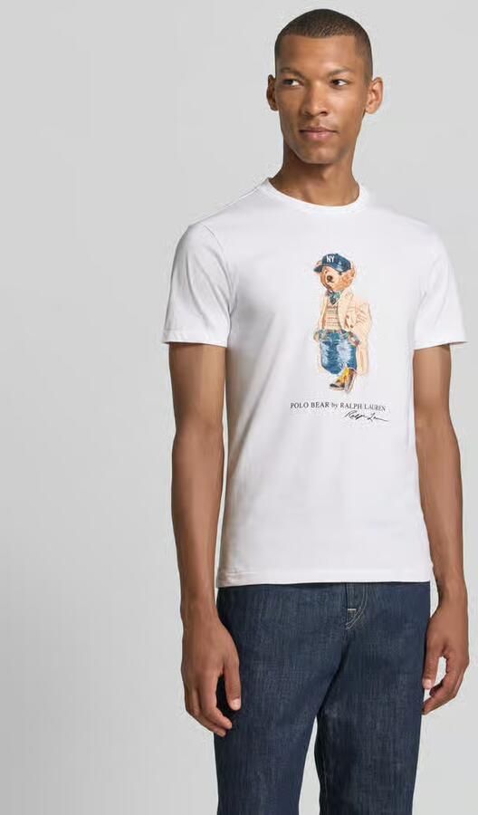 Polo Ralph Lauren Slim Fit t-shirt van pure katoen met polo bear-print model '26 1' - Foto 4