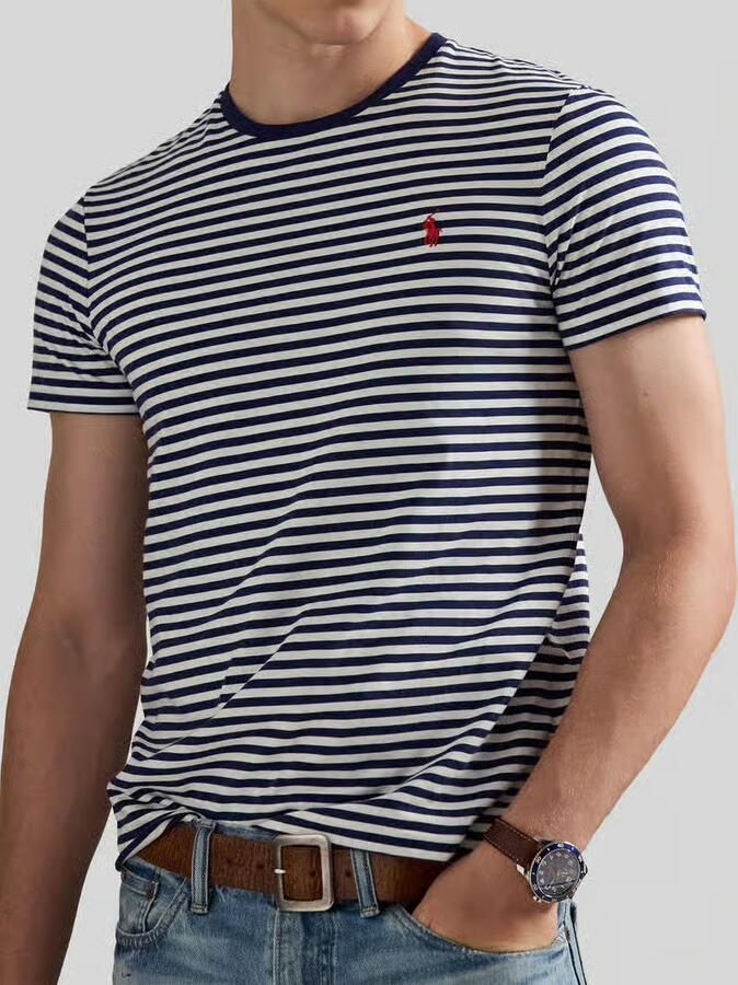 Polo Ralph Lauren T-shirt Korte Mouw Custom Slim Fit Striped T-Shirt Navy White