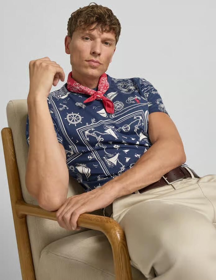 Polo Ralph Lauren Slim fit T-shirt van zuivere katoen model 'CO CN BANDANA PRINT'