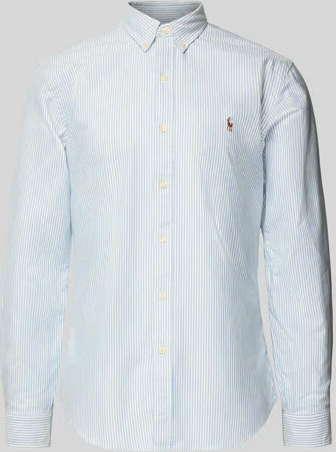 Ralph Lauren Slim Fit Blauw Wit Gestreept Oxford Overhemd voor Heren Blauw Heren - Foto 3