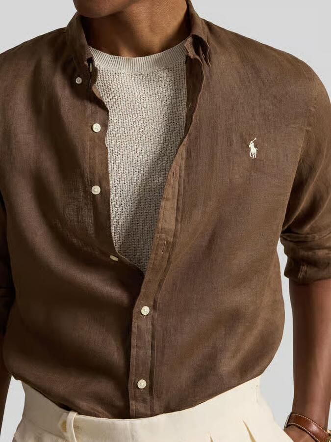 Polo Ralph Lauren Slim fit vrijetijdsoverhemd van puur linnen