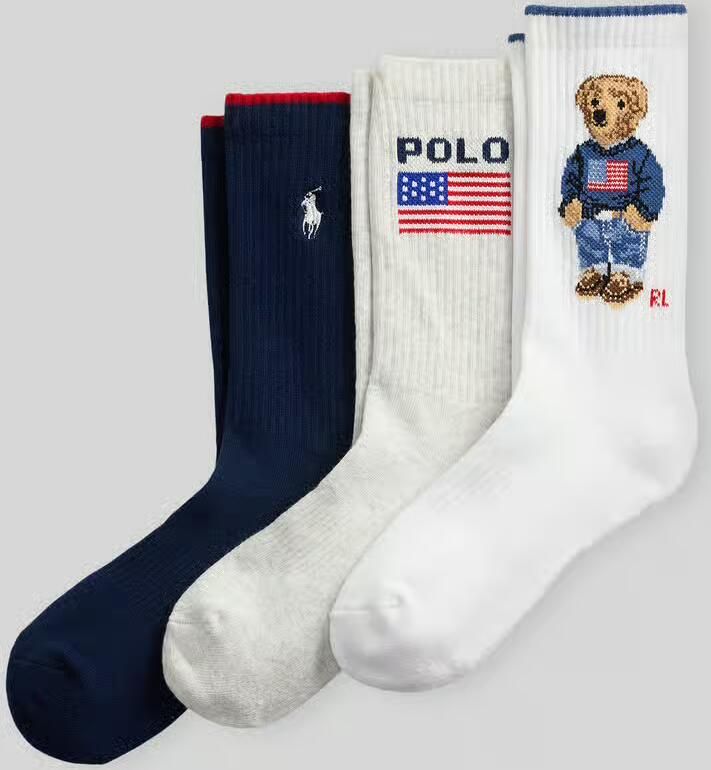 Polo Ralph Lauren Sokken van katoenmix met gestikt logo in set van 3