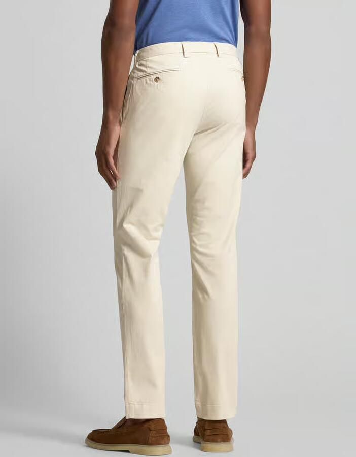 Polo Ralph Lauren Stretch slim fit chino met paspelzakken met knoop model 'Milit' - Foto 3