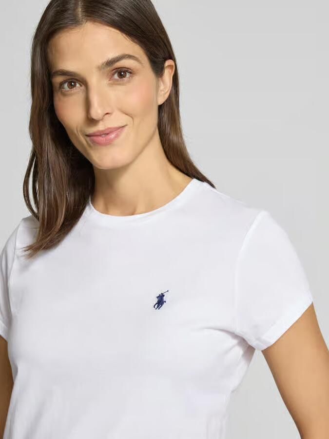 Polo Ralph Lauren Wit Katoenen T-shirt met Logo Borduurwerk White Dames - Foto 4