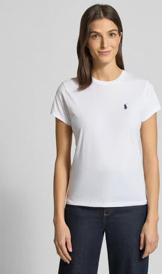 Polo Ralph Lauren Wit Katoenen T-shirt met Logo Borduurwerk White Dames - Foto 7