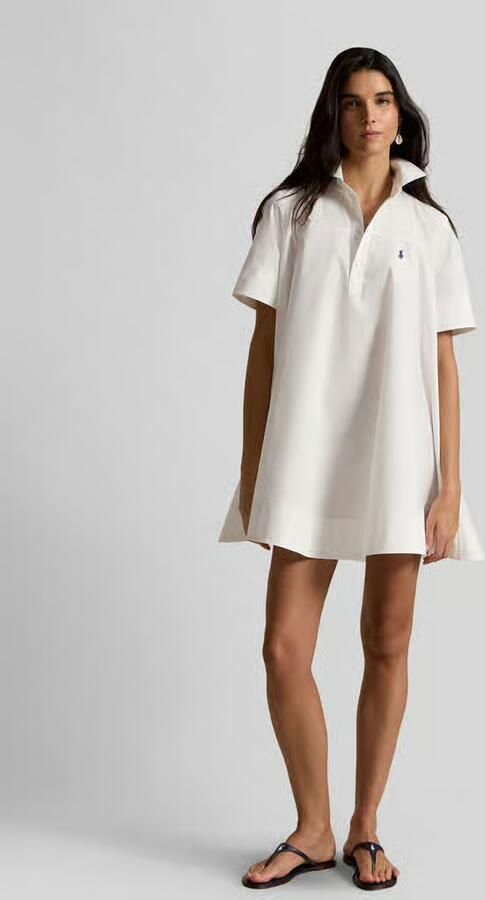 Polo Ralph Lauren Uitlopende jurk van puur katoen met gestikt logo
