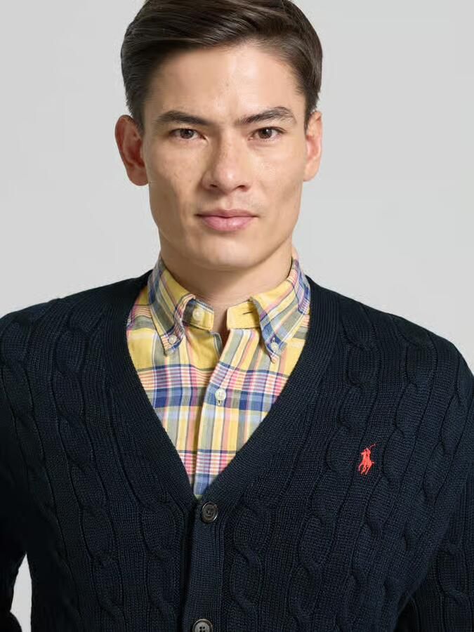 Ralph Lauren Kabelgebreide V-Hals Cardigan met Pony Borduursel Blue Dames - Foto 2