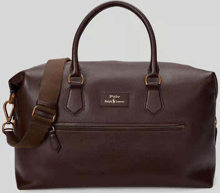 Polo Ralph Lauren Weekendtas van rundleer met schouderband