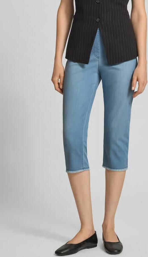 Raphaela By Brax slim fit caprijeans van katoenmix met elastische band - Foto 3