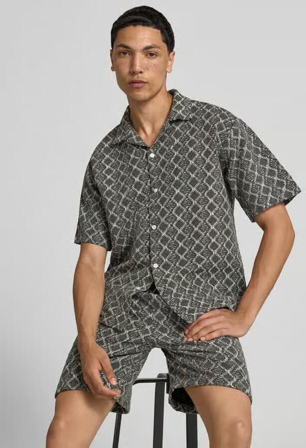 Redefined Rebel boxy fit vrijetijdsoverhemd in all-over look model 'ZANDER'
