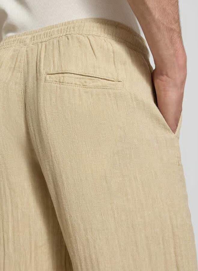 Redefined Rebel Broek van mix van katoen en linnen met elastische tailleband