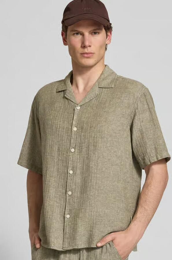 Redefined Rebel regular fit linnen overhemd met reverskraag model 'DYLAN'