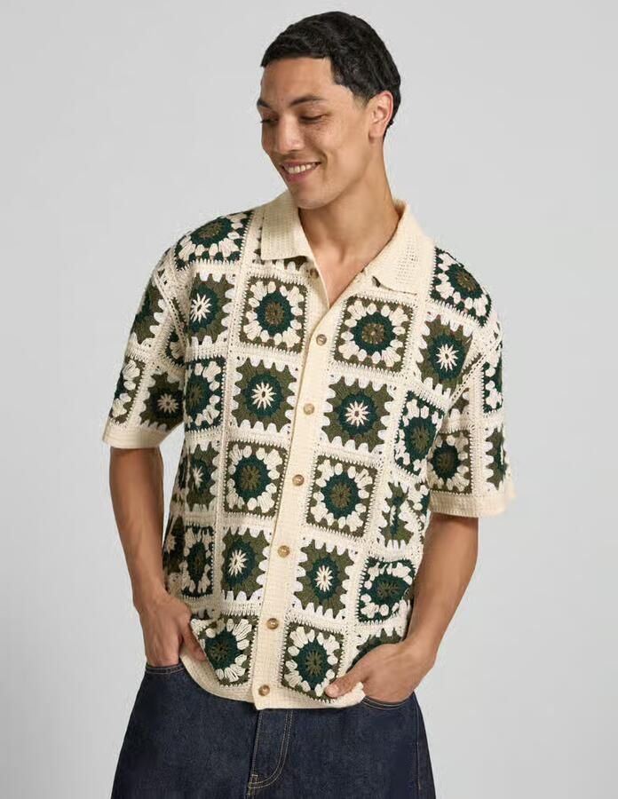 Redefined Rebel regular fit vrijetijdsoverhemd in all-over look model 'FABIAN'