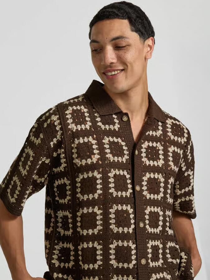 Redefined Rebel regular fit vrijetijdsoverhemd in all-over look model 'FABIAN'