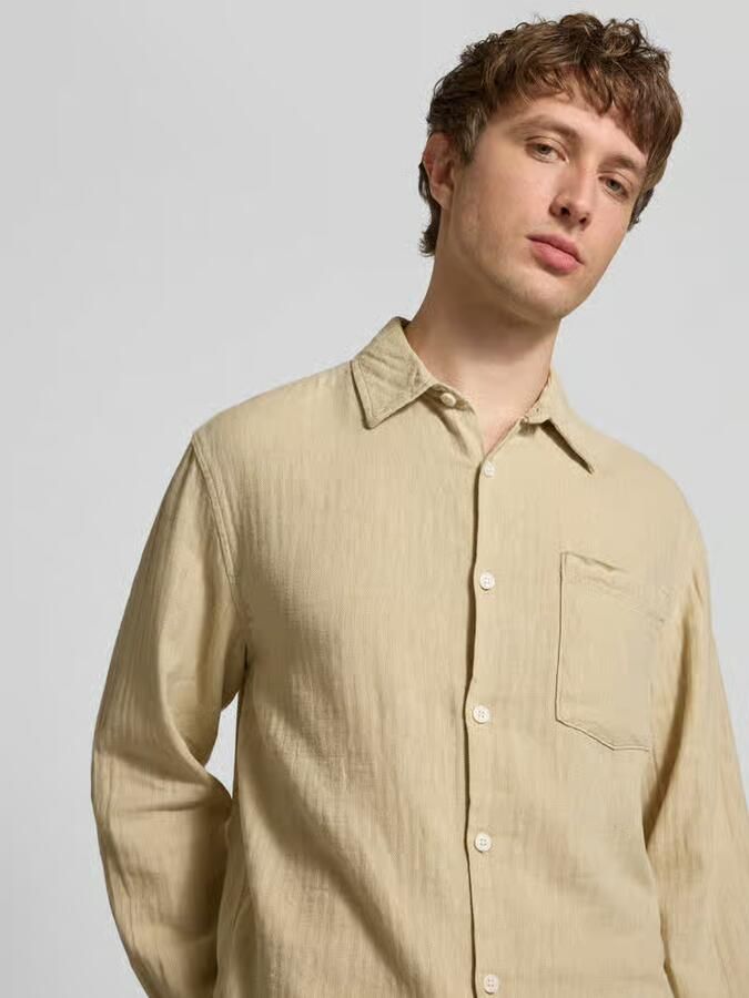Redefined Rebel slim fit vrijetijdsoverhemd van mix van katoen en linnen model 'NELSON'