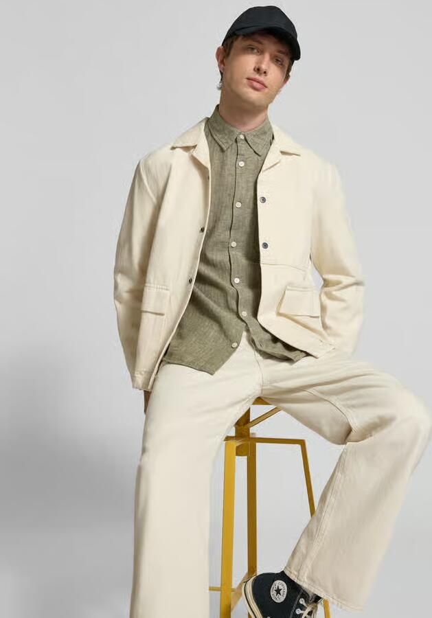 Redefined Rebel slim fit vrijetijdsoverhemd van mix van katoen en linnen model 'NELSON'
