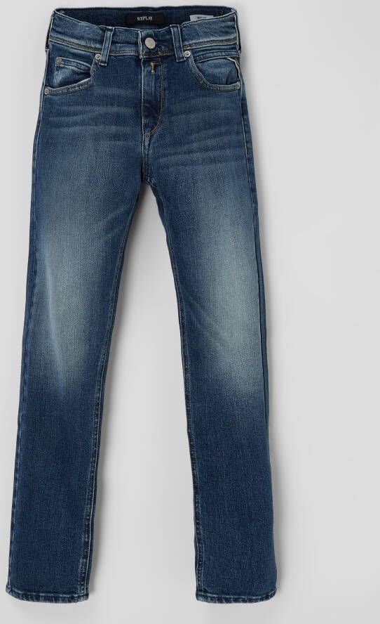 Replay slim fit jeans medium blue denim Blauw Effen 164