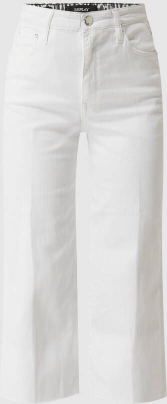 Replay Korte wide leg high waist jeans met stretch model 'Fahra'