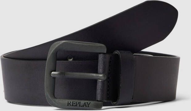 Replay Leren riem met structuurmotief