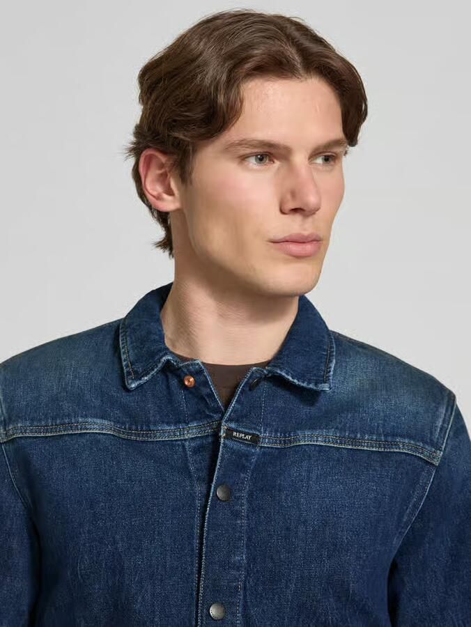 Replay jeansjack met klepzakken en kentkraag