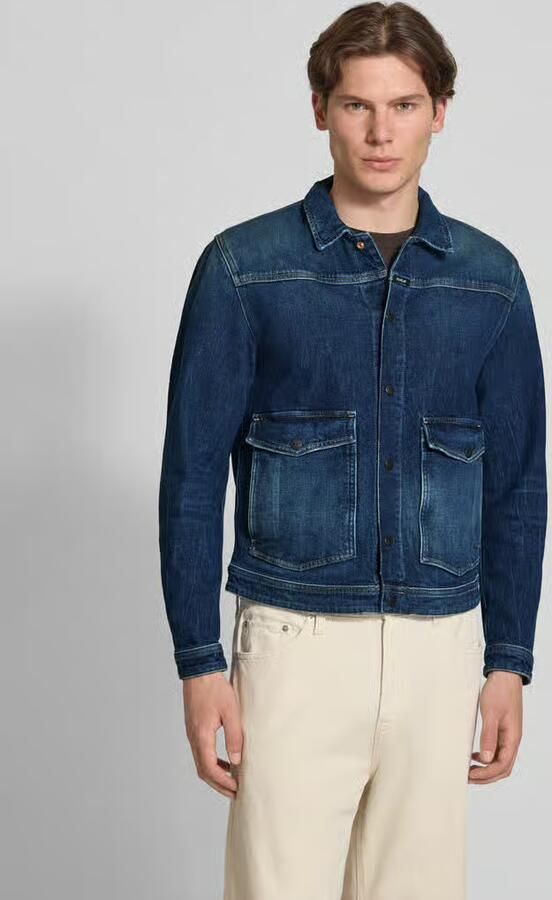 Replay jeansjack met klepzakken en kentkraag - Foto 3