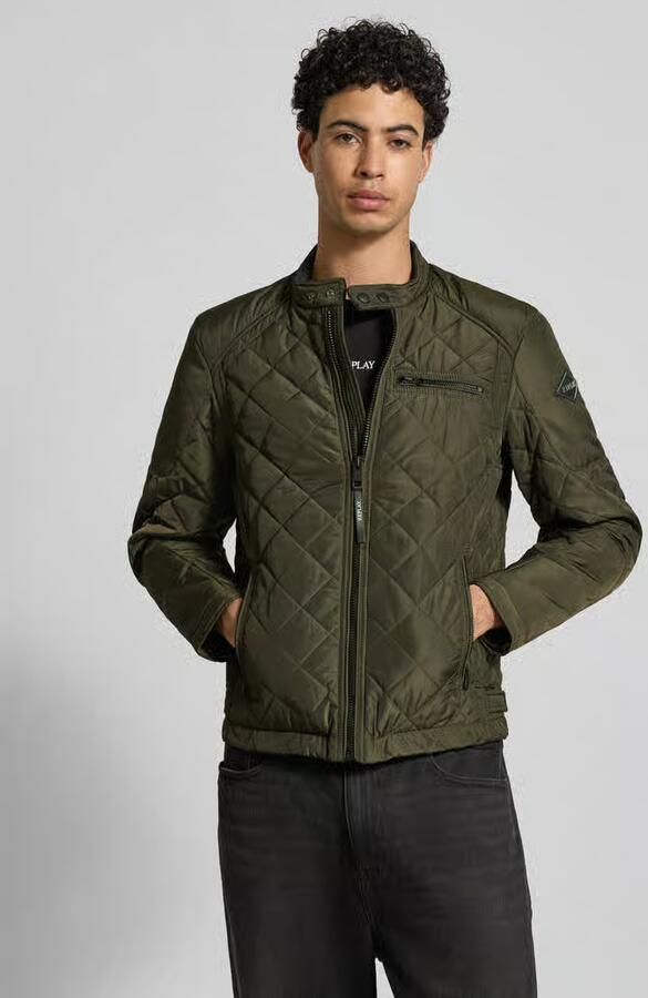 Replay Regular fit gewatteerd jack met opstaande kraag - Foto 3