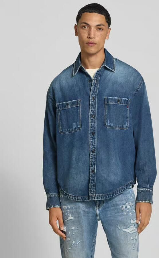 Replay Regular fit jeanshemd met viscose - Foto 3