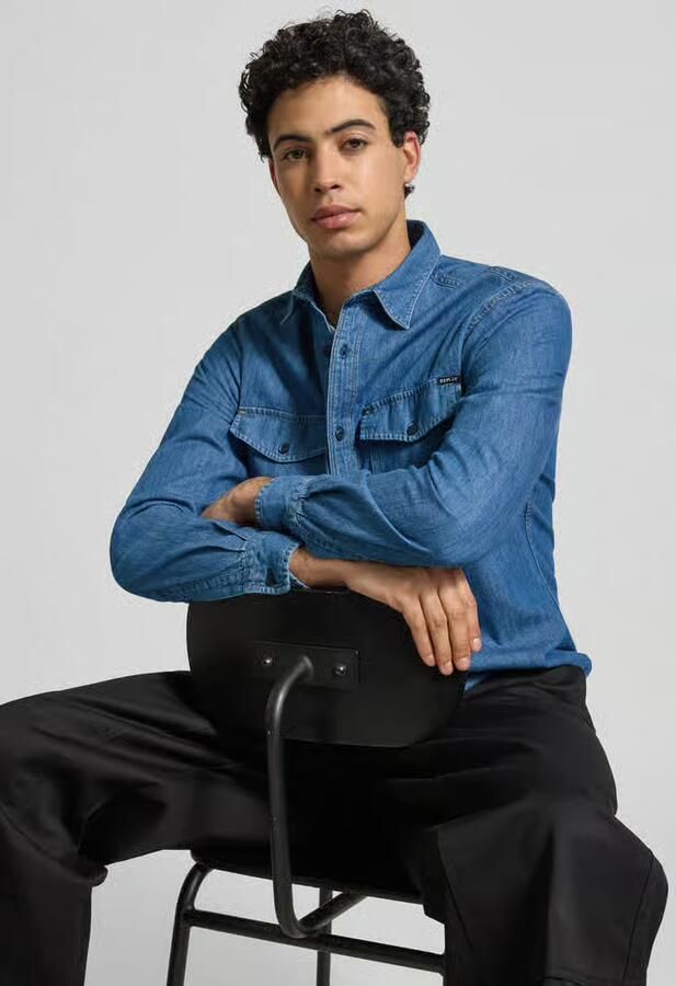 Replay Regular fit jeansoverhemd van puur katoen - Foto 2